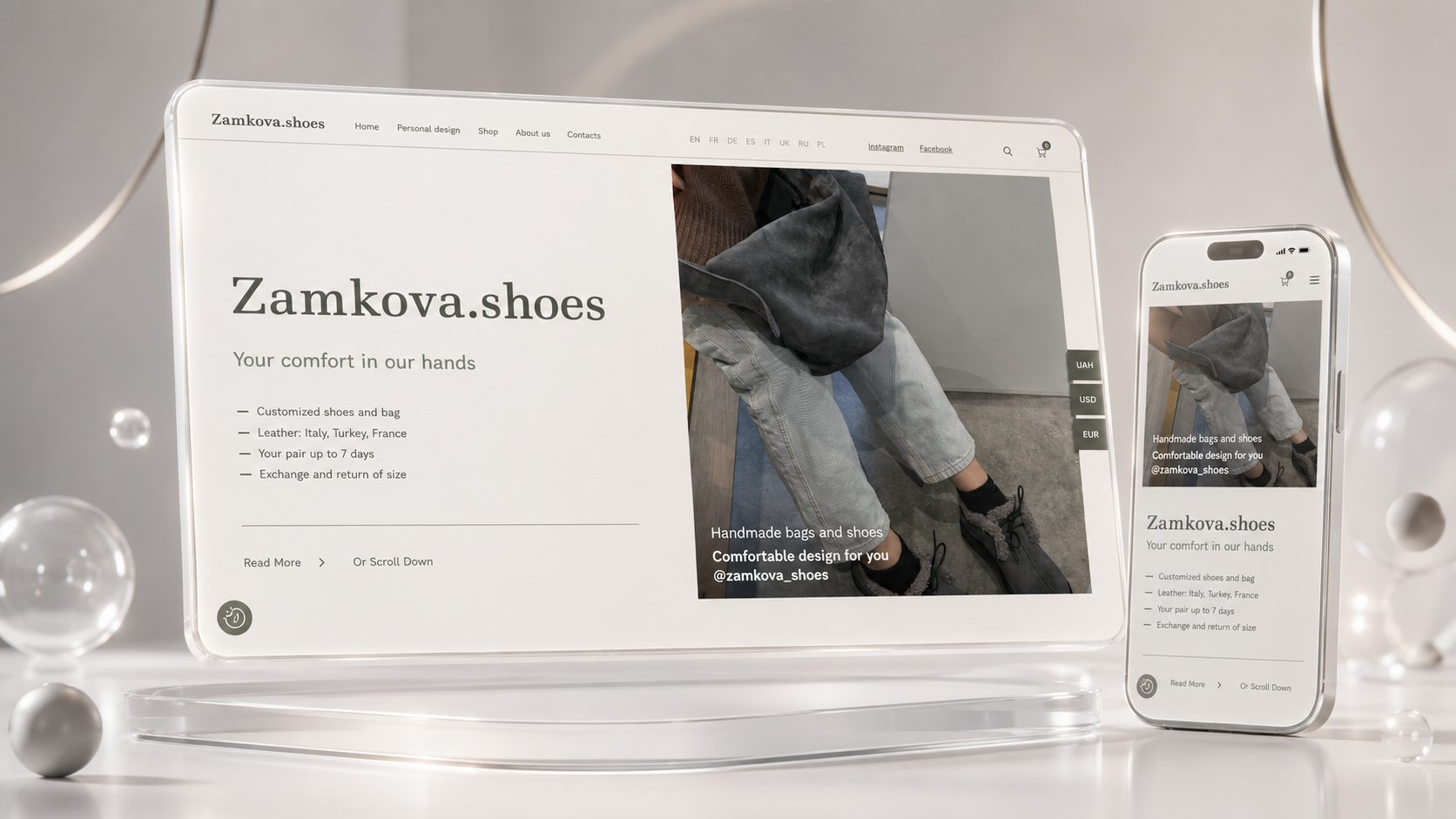 Дизайн сайту Zamkova Shoes